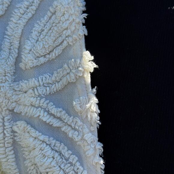 Handmade Chenille Duster Jacket, Fringe Upcycled Bedspread Boho Coat Cottage - Picture 8 of 11